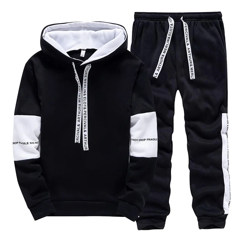 Winter Clothing For - Черно-белый мужской спортивный костюм: модные повседневные