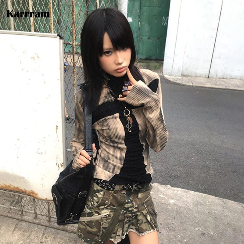 Winter Clothing Aesthetic - Karrram, японские топы в рубчик Y2k,