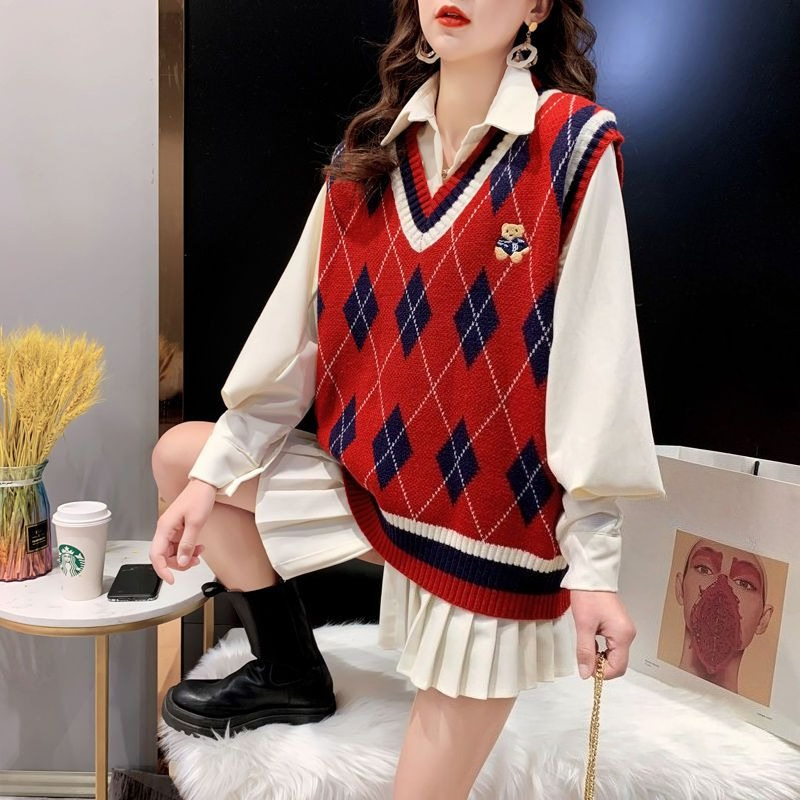 Winter Clothing Aesthetic - Красные вязаные жилеты для женщин, жилет