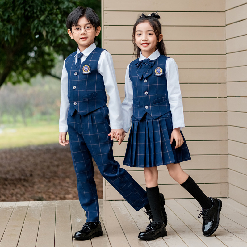 Winter Clothing Korea - Детский британский клетчатый жилет, рубашка, костюм,